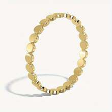 Delicate Everyday Jewelry, Golden/Silvery/Rose Golden Flat Bead Rings, Non Tarnish Circular Linked Rings, 1.5mm Band, Ball Stacking Rings, Gift For Her - Multicolor - View 1