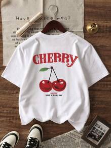 1pc Girl's Casual Printed Round Neck Short Sleeve T-Shirt, Summer Student Youth Style - Beach Tee For Tween Girl To Play In Water