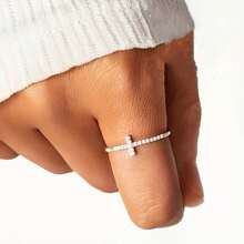 1 pieza Anillo elegante y exquisito de moda para mujer, incrustado con brillante circonita cúbica sintética - Un precioso regalo de joyería para tu ser querido, regalo festivo