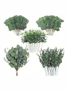 30/60Pcs 4 Kinds Artificial Mixed Green Eucalyptus Leaves Stems Artificial Silver Dollar Eucalyptus Leaves Faux Greenery Spray Fake Plants For Wedding Bouquet Centerpieces Flowers Arrangement Decor