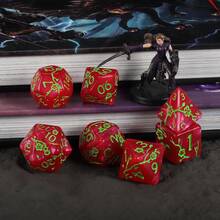 Zestaw 7 kości do gry Plum - ekskluzywne kości wielościenne z wzorem kwiatu śliwki do gier RPG D&D Dungeon And Dragons, idealne do kolekcji kości lub na prezent (Halloween, Boże Narodzenie, Wielkanoc). - Wielokolorowe - Zobacz 17