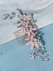 1 pièce Accessoire pour cheveux de mariée minimaliste avec perles et strass en or rose pour robe de mariée