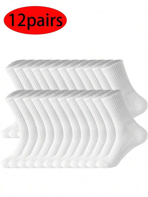 3/6/12/Double Men's Formal Socks, Men's Socks, Men's And Women's Mid Tube Cotton Socks, Solid Color Women's Casual Sports Socks, Solid Color Ribbed Black Formal Casual Sports Mid Tube Men's Socks, Moisture Wicking, Odor Proof, Fast Drying Formal Cotton Socks Suitable For Men's And Women's Daily Use, Socks Suitable For Men's And Women's Sports And Leisure, High-Quality Summer Cotton Socks