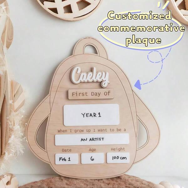 1 pieza Placa conmemorativa personalizable para el primer día de clases - Letrero personalizado de regreso a clases, pizarra escolar reutilizable con decoración magnética Closure, decoración escolar elegante, accesorios fotográficos, perfecto para hitos, embellecimiento en el aula, ideal para la temporada de vuelta a la escuela