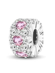 1 件时尚 925 纯银心形锆珠饰物适合女士手链手镯 DIY 珠宝制作和日常服装搭配珠宝装饰适合女孩家庭作业和学习辅助工具