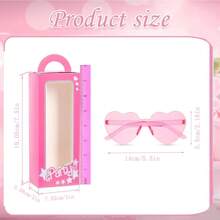 12pcs-Pink Princess Gift Boxes Set Pink Party Favor Boxes Pink Doll Gift Boxes Goodie Bag Heart Shaped Glasses For Birthday Bachelorette Supplies Decoration(12pcs=6 Boxes +6 Glasses)