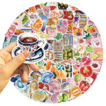 50pcs/Pack Mediterranean Style Stickers, PVC Self-Adhesive, Suitable For Laptop, Notebook, Phone Case, Water Bottle, Matte Finish, Asymmetrical Shapes