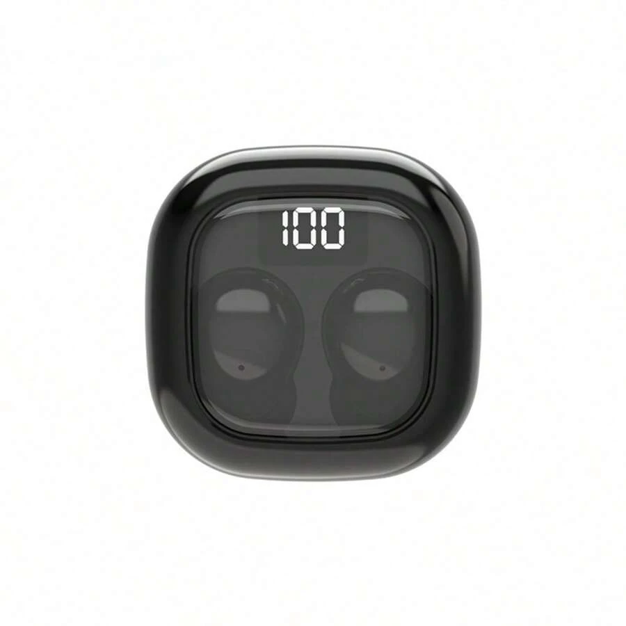 New Mini Bluetooth Sleep Earbuds With Digital Display & Noise - Canceling "Bean" Design, In - Ear For Side - Sleeping, Comfortable & Unnoticeable Wear, True Wireless- - Black - View 1