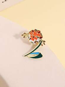 Tiger Lily Enamel Pin Beautiful Floral Metal Badge Fantasy Plant Brooch - Multicolor - View 5