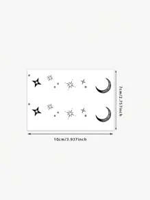 1 件临时草本纹身贴纸，简约线条星星和月亮设计，优雅精致，防水、防汗、不反光，持久 7-14 天