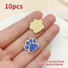 Mix de 10 peças de pingente de pata de gato com gotejamento de óleo em ouro antigo de 17x16 mm, face única, adequado para colar, pulseira, brinco, acessórios para fabricação de joias