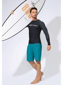 Men's Swim Trunks Quick Dry Board Shorts With Zipper Pockets Beach Shorts Bathing Suits Men - No Mesh Liner - Lake Green - View 2