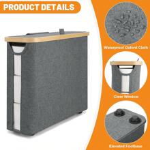 1 pieza Caja de pañuelos cubierta de bambú - Capacidad grande para 9 rollos, organizador de baño elegante con tabillas de madera, adecuado para baños modernos, cesta multiusos | Diseño de estética natural | Textura similar a tela, contenedor de almacenamiento de papel higiénico