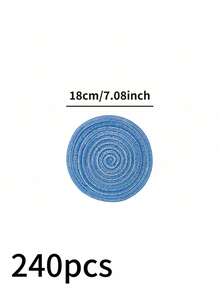 1/4/6/12 件纯色编织圆形餐垫，北欧现代风格，家居厨房桌面装饰碗盘锅杯防滑垫，适用于节日派对生日婚礼晚宴（多种尺寸选择） - 藍色 - 查看 24