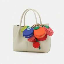 Minimalist Cute Fruit Shaped Keychain, Coin Purse, Strawberry, Cherry, Blueberry, Mini Fruit Series, Ornament For Bags - 黃檸檬 - 查看 2