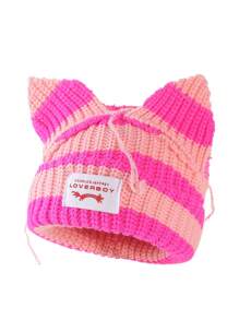 Chapéu de Malha Estilo Orelha de Porco, Gorro Macio de Camada Dupla e Quente, Unissex, 180g