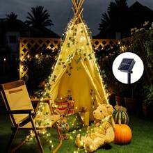 4m Guirnalda de hiedra artificial con luces, luces de decoración de jardín exterior, nuevas luces de ratán, luces solares de hojas verdes de ratán, decoraciones navideñas para el hogar, regalos navideños, decoración navideña