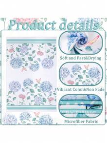 2 Pcs Wildflower Kitchen Towels, 16x24 Inch Vintage Hand Towels Absorbent Plant Floral Dish Towels, Farmhouse Kitchen Bathroom Decorations - Cây tú cầu - Xem 2