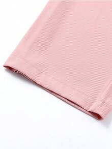 Annil Ropa para niños: Pantalones rectos de cintura completa de punto elásticos para verano, para niñas, niños y adultos - Rosa - Ver 5