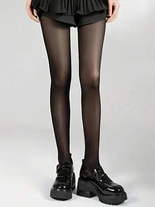 1件装女士黑色超薄时尚连裤袜，舒适 - 黑色 - 查看 5