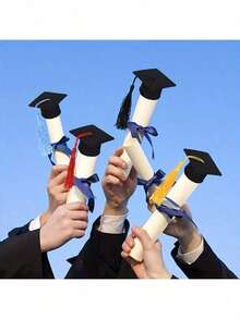 12Pcs/Set Mix Plastic Mini Western Cowboy Hats, Plastic Mini Party Hats, Party Favors, Party Accessories, Doll Decorations, Wine Bottle Decorations, Anniversary & Birthday & Wedding & Bachelor Party Favors Decorations, Mother Day Gift, Diy Crafts, Jewelry Making, Graduation Decorations 2025, Cute Multicolor Cap Accessories Collection - Multicolor - View 4