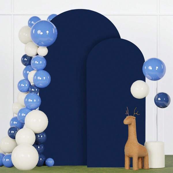 1 pezzo Copertura per sfondo ad arco di colore blu zaffiro, adatta per cornici ad arco di 5ft, 6ft, 6.6ft, 7.2ft in poliestere, tessuto elastico per decorazione di matrimoni e feste (esclusa la cornice, solo il tessuto)