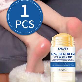 BARUBT 40g 奢华足霜，含 60% 尿素 + 2% 水杨酸 - 适用于干燥、皲裂的皮肤 - 不含酒精，适合所有皮肤类型 - 使脚、膝盖和手更柔软
