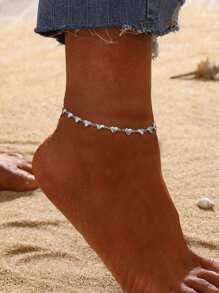 1pc Stainless Steel Heart Shaped Anklet, Waterproof, Low Allergy, Sensitive Women's Beach Daily Wear Jewelry, Holiday Gift