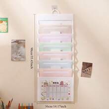 1 件 A4 尺寸渐变白色背景悬挂式文件整理器，带 6 个储物隔层，适合学校和办公室使用、日常居家生活、返校、学校用品 - 均碼 - 查看 6