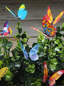 5 Stück/10 Stück lebendige 3D Schmetterling Gartenstecker - Außenbereich, Garten, Pflanzgefäß & Topf bunte beleuchtete Schmetterling Stecker, Gartendekoration - hergestellt aus strapazierfähigem PVC, moderne Heimdekoration für den Valentinstag