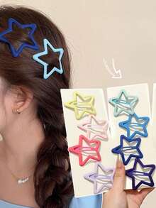 20 szt./30 szt./50 szt. Y2K dziewczęce mieszane kolory w kształcie gwiazdy 3 cm spinki do włosów, minimalistyczne modne pięcioramienne akcesoria do włosów w kształcie gwiazdy odpowiednie do codziennego życia, szkoły i zajęć na świeżym powietrzu