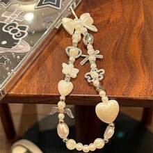 Ins Style Baroque Phone Lanyard, Luxurious Beaded Phone Strap Wrist Chain, Internet Celebrity Phone Case Chain, Women Keychain Pearl Bow-Knot For Camera Bag Key