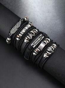 Pulseira retrô de hip-hop de rua com 18 peças, conjunto de joias punk, pulseiras, acessórios masculinos de estilo misto