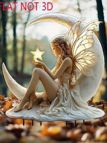 Acrylic Angel Wish Garden Wooden Stakes | 2D Boho Fairy Theme Lawn And Planter Art Sign | Multipurpose Outdoor Decoration For Yard, Garden And Planters (Whimsical Scene Decor)