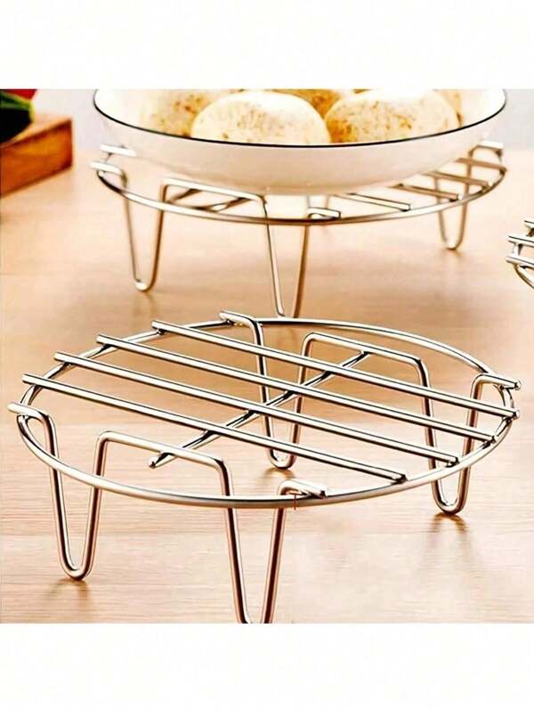 1pc Stainless Steel Round Cooking Rack, Steamer Rack, Kitchen Tool, High Foot Steaming Rack, Quad Steamer Pot, Steaming Rack, Kitchen Tool, Kitchen Utensils