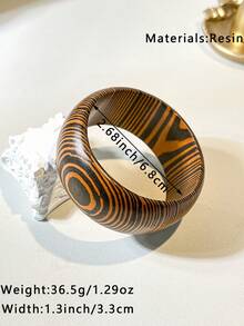 1 pièce Bracelet large en bois à motif géométrique rétro pour femmes - grain et variations de couleur naturels du bois. Accessoire de mode convenant pour le quotidien et les fêtes, minimaliste et - Multicolore - Voir 12