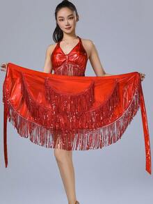 漆皮亮片流苏裙臀巾 | 肚皮舞狂欢派对拉丁舞腰链