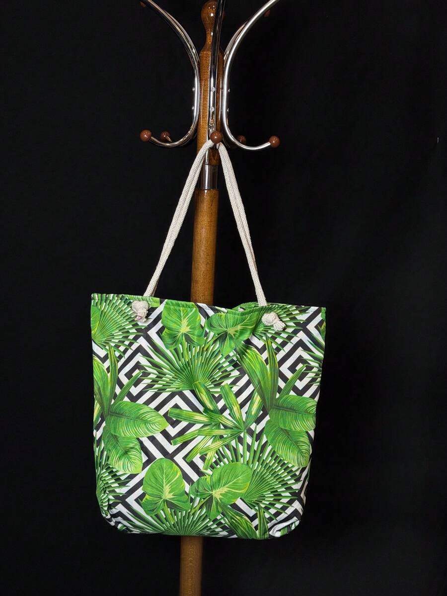 Made In Turkey - Waterproof Interlock Laminated Zippered Beach Bag - Large 45x42 Cm Durable Summer Tote For Pool, Beach, Travel - Green - View 1
