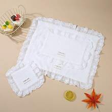 1PC Heart Lace Napkin Set - Floral Embroidered Table Mats With Matching Coasters - Multicolor - View 4