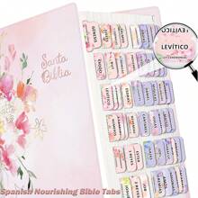 80pcs Spanish Bible Tabs-Soul Nourishing Book Summaries-Peel-And-Stick Laminated Bible Tabs Large Print,Bible Book Name+Bible Inspirational Book Summary Phrase,Books Of The Bible Tabs For Study Bible. School Supplies,Back To School