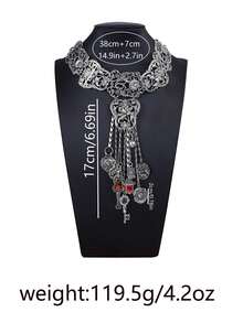 1 chiếc vòng cổ mặt tua rua hình học hợp kim phong cách Bohemian cổ điển, trang phục dự tiệc và làm quà tặng - Vòng cổ tua rua phóng đại - Xem 8