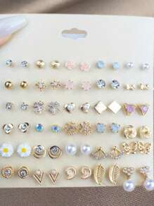 1 Set neue europäische & amerikanische kreative Strass-Blumen, Mond, Schmetterling, geometrische minimalistische Ohrstecker
