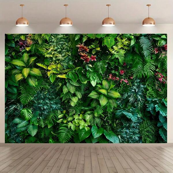 1pc, A Photography Background Banner With The Theme Of A Natural Green Forest, Made Of Polyester, Suitable For Wall-Mounted Living Rooms, Bedrooms, Offices, Home Decoration, Room Decoration, And Party Decoration