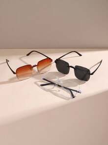 3 件时尚方形男女通用眼镜，适合户外骑行、海滩派对、露营、商务旅行、街头风格、T 台和情侣 - 彩色 - 查看 2