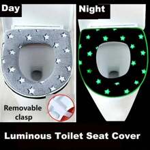 1 pièce/2 pièces Housse de siège de toilette en peluche super douce et qui brille dans le noir avec motif étoile - Luxueuse, amovible et bien ajustée avec fermeture éclair - Coussin et anneau de salle de bain confortable nécessaire. Accessoires de fermeture éclair et de poignée en PU expédiés aléatoirement - Convient pour la maison, la housse de siège de toilette d'hôtel, coussin de siège de toilette épaissi pour l'hiver - Lavable, respirant, tissu hypoallergénique, ajusté, anti-peluchage, chaud, accessoire de salle de bain pour les 4 saisons, décoration de salle de bain pour Noël/Nouvel An