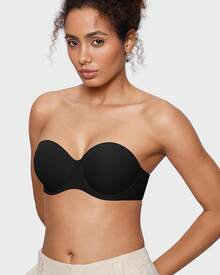 Sujetador sin tirantes con cobertura total y soporte de aros ocultos para mujer INLYRIC Inbarely Plus, con forro ligero y diseño sin costuras - Negro - Ver 5
