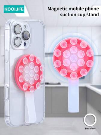 1 st. Koolife silikon sugkoppshållare för telefon, magnetiskt telefonstativ, slappig selfie, lämplig för kök, gym, dusch, glasvägg, utomhus, återanvändbart telefontillbehör kompatibelt med , Android-telefon, present till födelsedag, familj, vänner, för sommarbadrum kökspresenter födelsedagspresenter telefontillbehör stark lastbärande