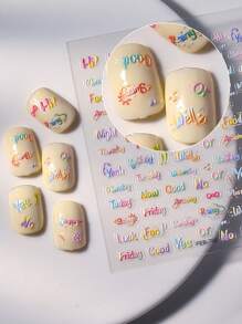 1 pieza Calcomanías de letras en inglés para decoración de uñas, versátiles con respaldo adhesivo, pegatinas para uñas autoadhesivas, calcomanías para arte de uñas DIY