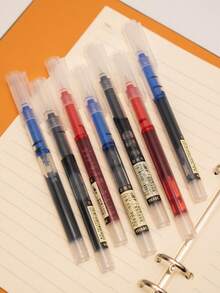 100支直液式圆珠笔速干考试签名凝胶笔0.5mm黑色蓝色墨水学校办公圆珠笔文具学校滚珠笔