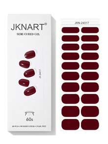 JKNART 20pcs/Set Semi-Cured Rose Red Nail Polish Stickers, Nail Art UV Gel Nail Wraps, Soak-Off Gel Nail Strips, Easy To Apply And Remove (Need UV Light) - Rusty Rose - View 2